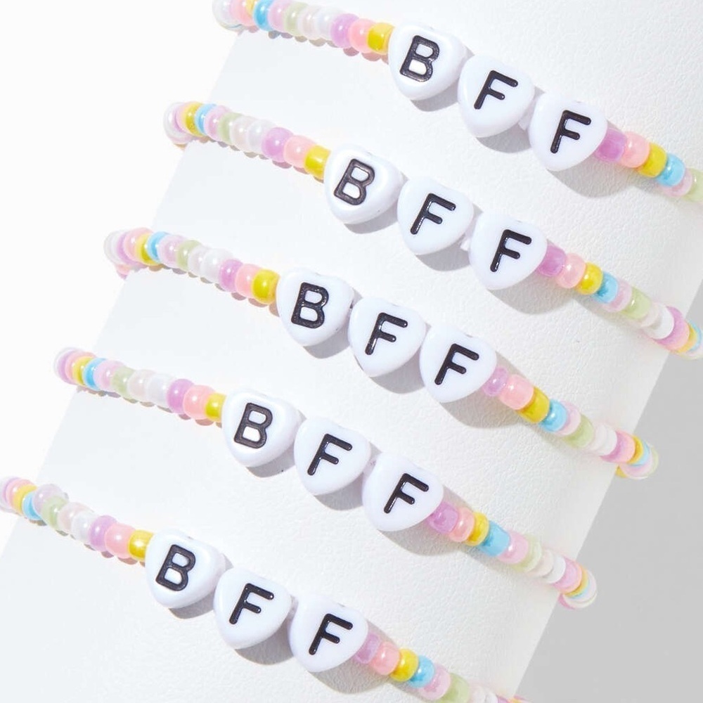 Claireβs Best Friends Microbeads βBFFβ Stretch Bracelets - 5 Pack
